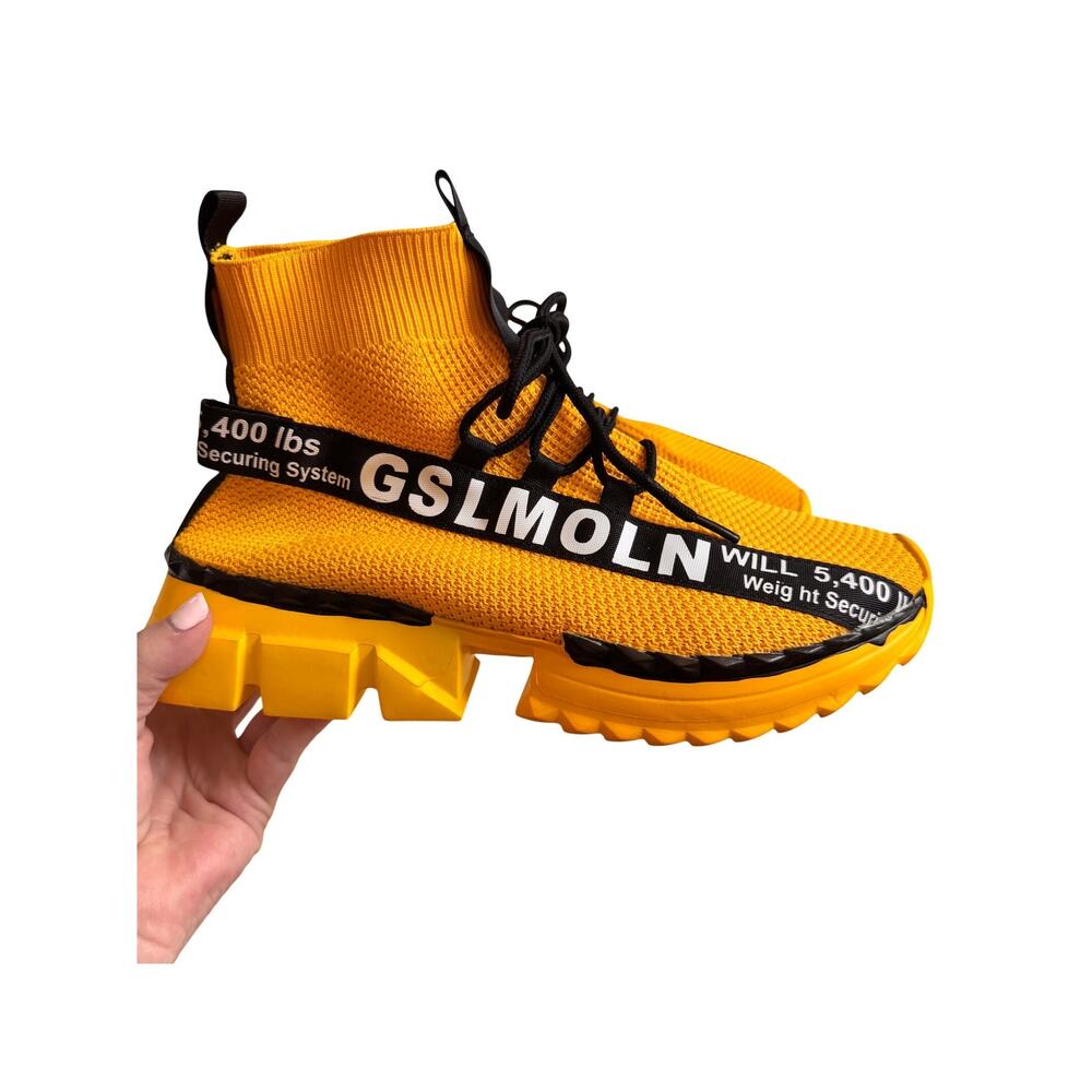 GSLMOLN Outdoor Fashion Walking Casual Footwear Knit Sneakers Size 42 9.5 Yellow